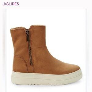 J Slides Tristan Tan Suede Waterproof Platform Sneaker Bootie size 6.5